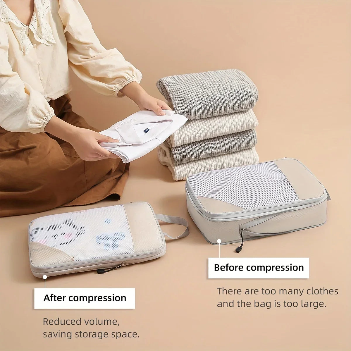 Compression Packing Cubes Set – Space-Saving Travel Organizers